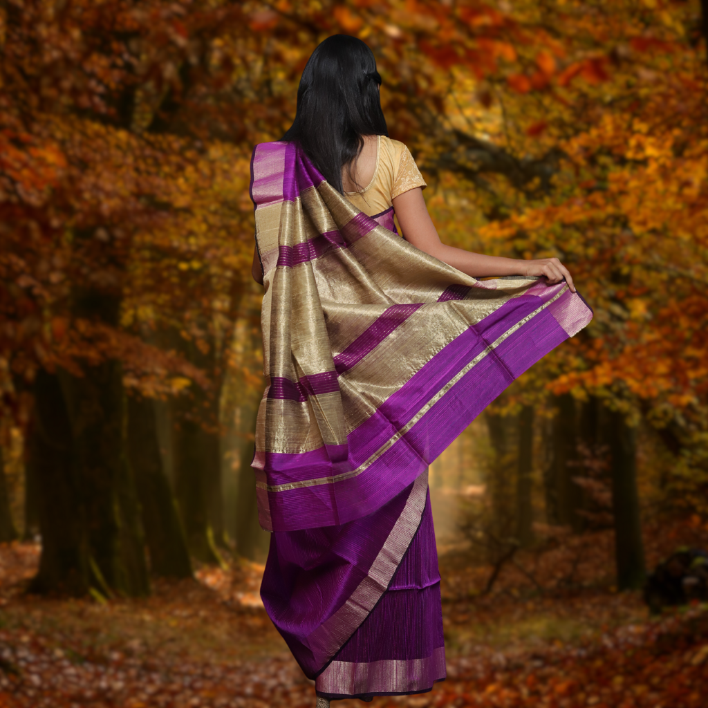 Matka Silk Saree with Purple colour