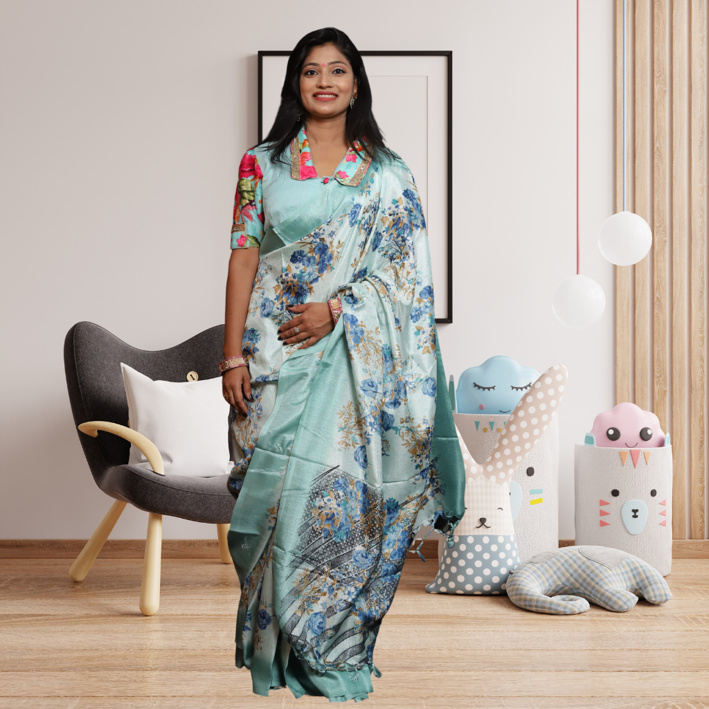 HD print Jute Silk Saree with work at Rs.480/Piece in bangalore offer by  Atharva Collections