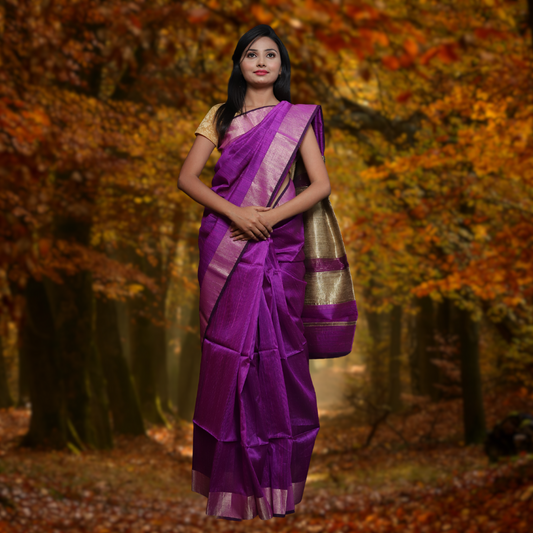 Matka Silk Saree with Purple colour