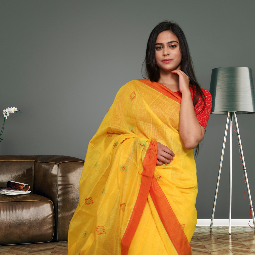 Pure kanjivaram silk saree yellow and bottle green with zari woven but –  Cherrypick