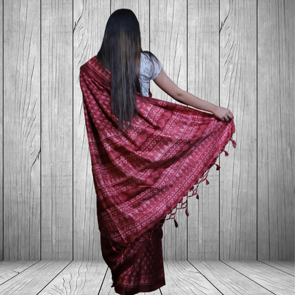 Jute  Silk  Saree with Digital print and Maroon colour