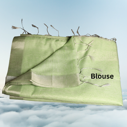 Tissue Linen  Saree -Light Green colour