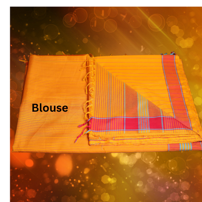 Maheshwari Pure Cotton Saree -Yellow colour