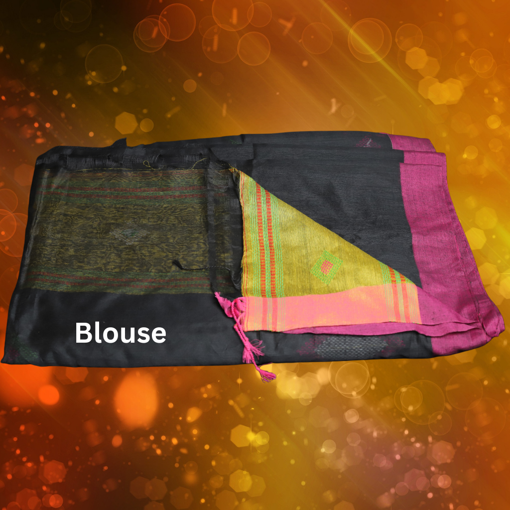 Handloom Cotton Silk saree -Black colour