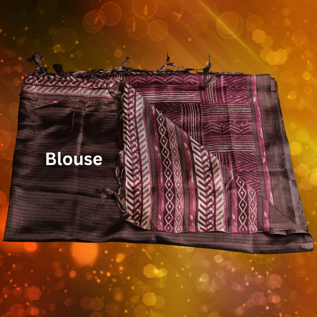 Jute Silk  Saree with Digital Print and Maroon colour