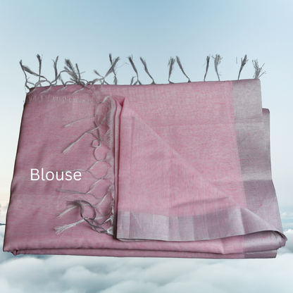 Tissue Linen  Saree -Light Pink colour