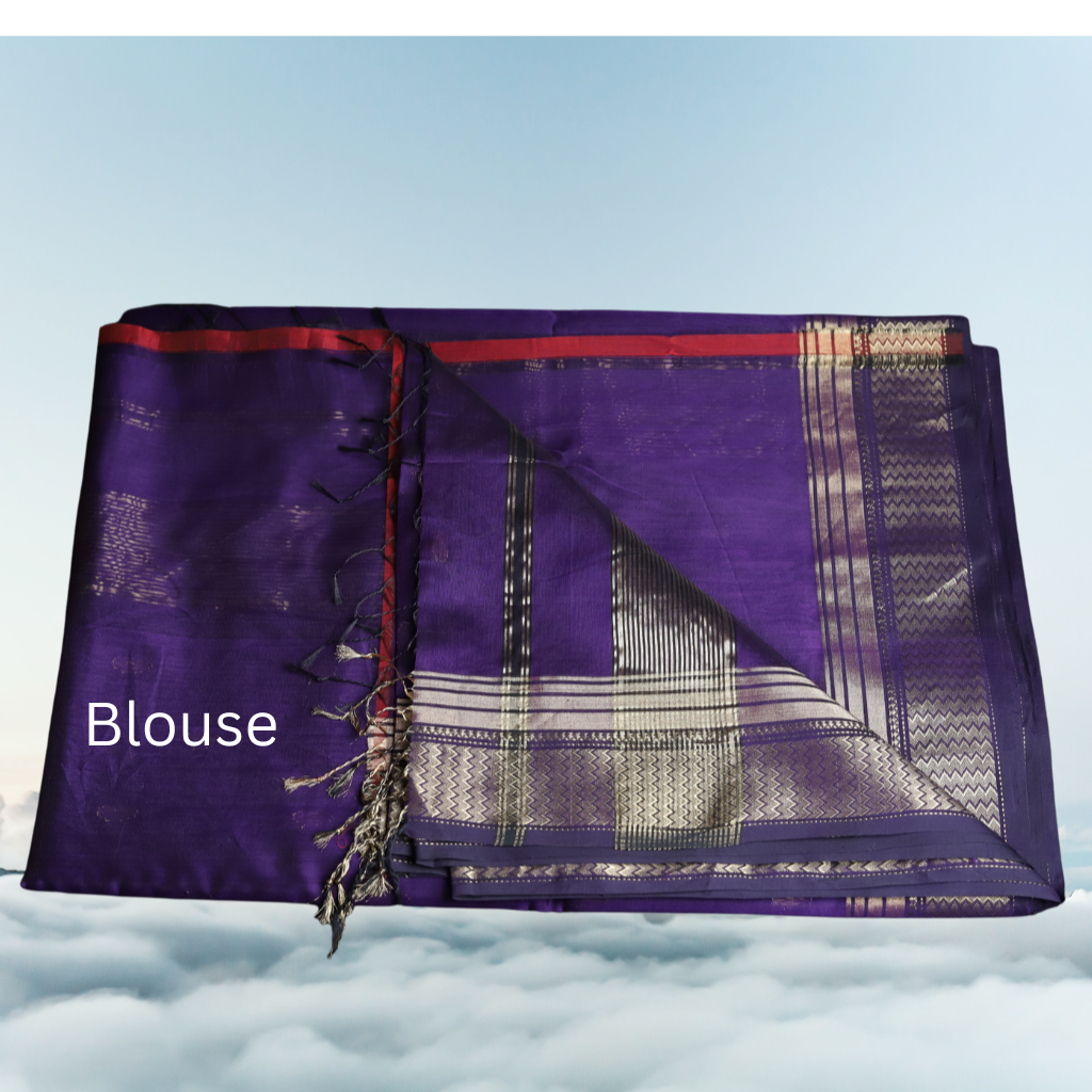 Maheshwari Silk by Cotton saree with Bootie and Purple colour