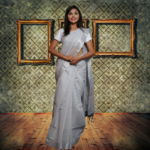 Tissue linen saree sale