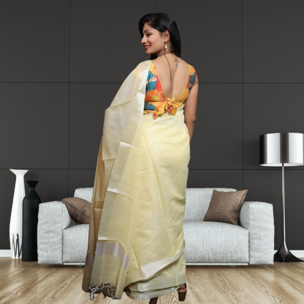 Tissue linen saree sale