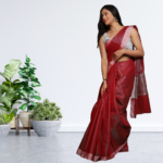 Tissue linen saree sale
