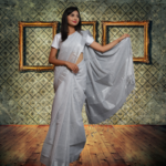Tissue linen saree sale