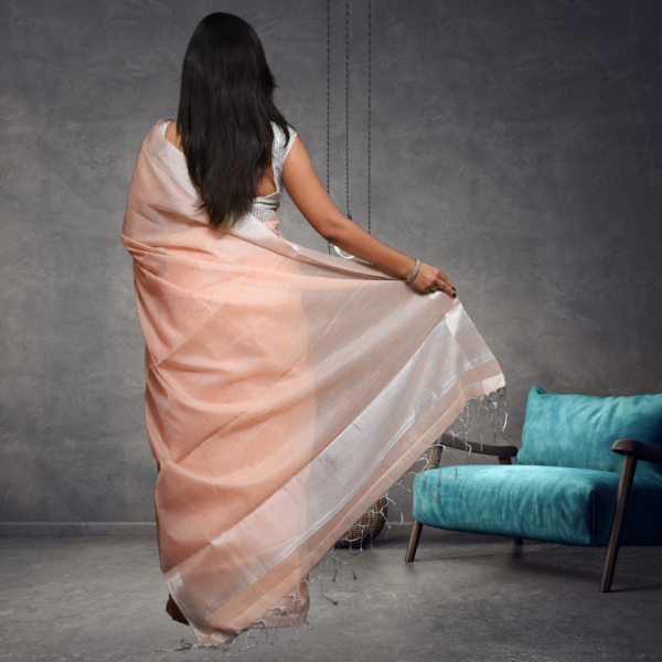 Tissue linen saree sale