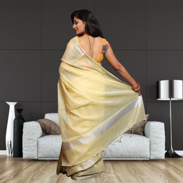 Tissue linen saree sale