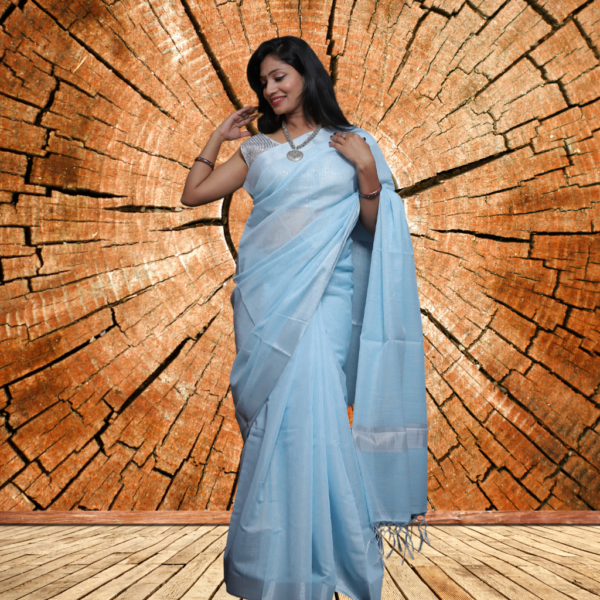 Tissue linen saree sale