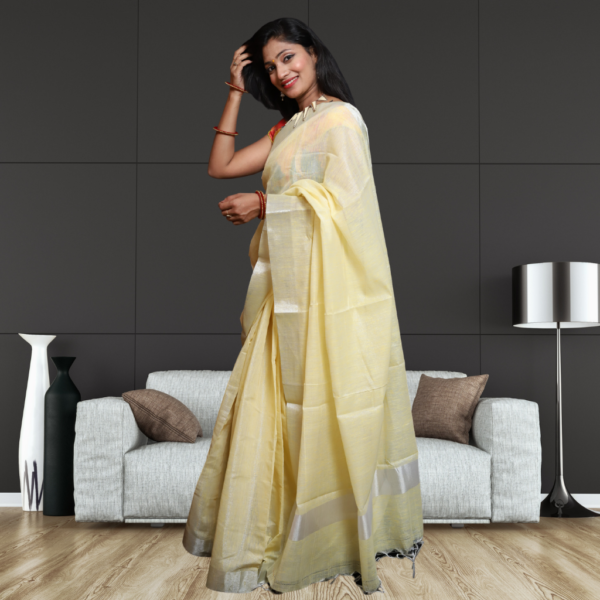 Tissue linen saree sale